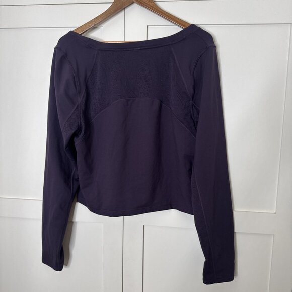 Athleta Shanti Lace Purple Crop Long Sleeve Breathe Wicking Shirt Top Sz 2X - Picture 12 of 13